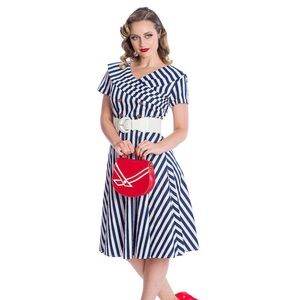 Royal Monk Navy & White Sailor Pin Up Dress